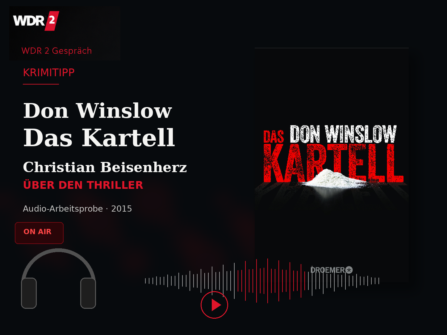 Teasingbild zum WDR 2 Krimitipp zu Don Winslows Thriller Das Kartell